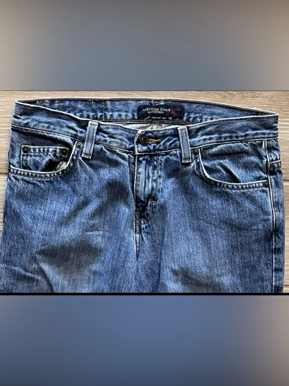 American Eagle Artist Jeans Size 4R Blue Bootcut Cotton Blend Rise Boho Y2K - Picture 3 of 10